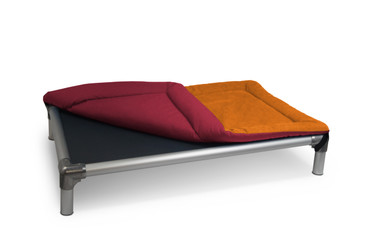 1 side Burgundy and 1 side Burnt Orange colors Custom Cordua Bed Pad in the 25x18 Size
