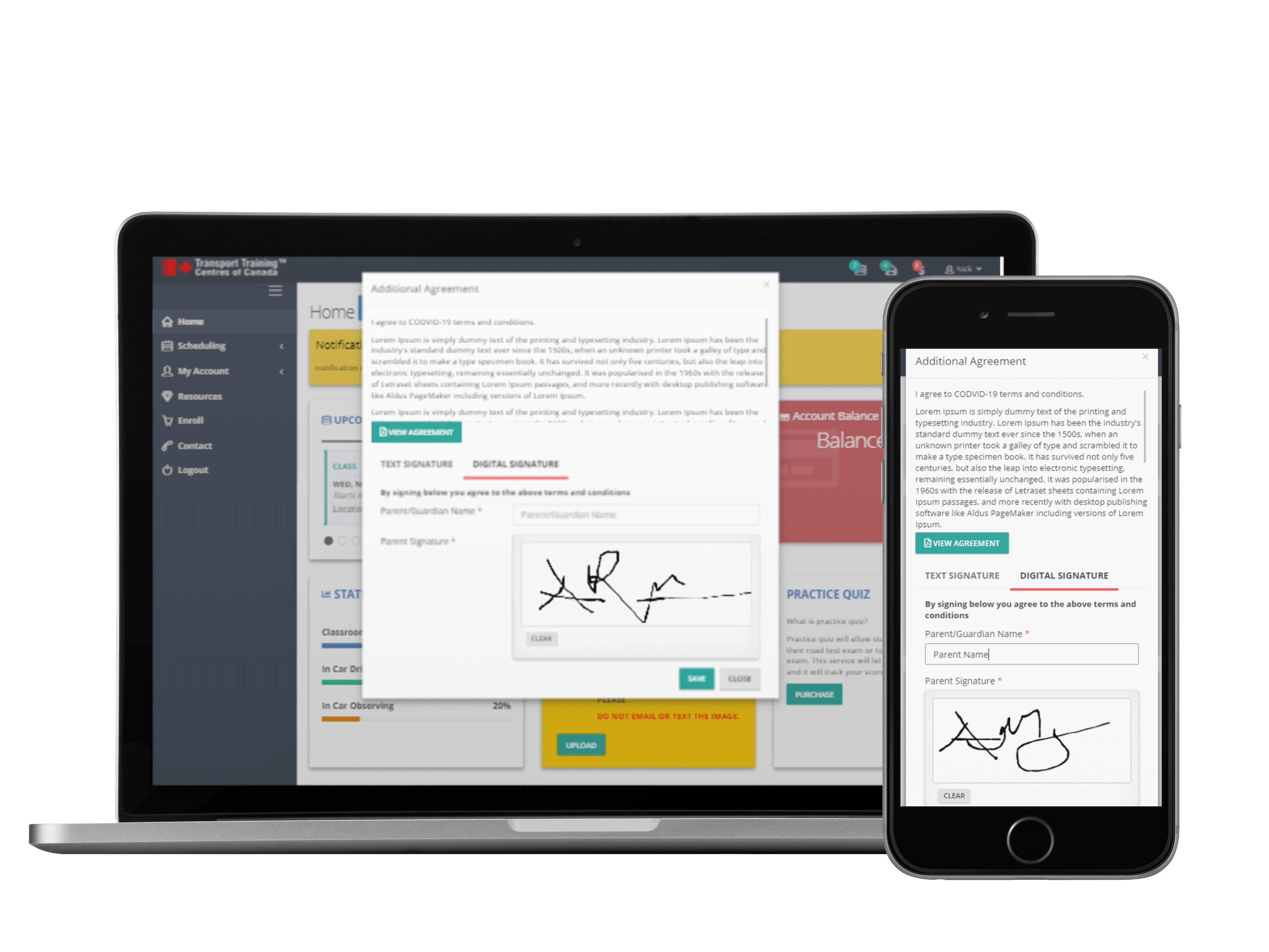 Driving school software e-Signatures Electronic Signatures